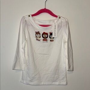 Janie and Jack White Long Sleeve Tee with Festive Graphic